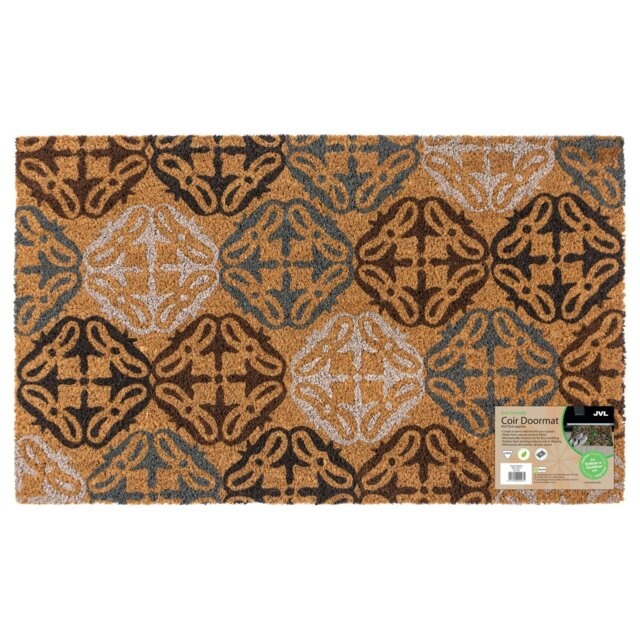 Rackhams Eco-Friendly Latex Backed Coir Entrance Doormat, 45x75cm - Tiles - image 1