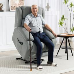 Rackhams Power Lift Recliner Chair, Lift Chair for Elderly with Massage, Brown - 91W x 93D x 103Hcm - Light Grey - thumbnail 1