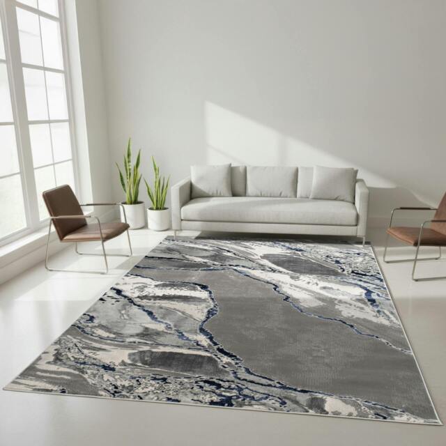 Rackhams Parma Modern Shimmer Rug - Blue - 200cm x 290cm (6.5ft x 9.5ft) - image 1