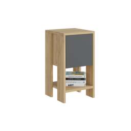 Rackhams Ema Modern Bedside Table with Storage Drop-Door Cabinet 30cm Width - Mocha Grey-Ancient White - thumbnail 5