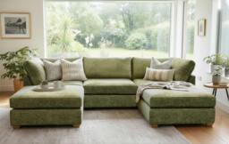 Rackhams Rayna U-Shaped Sofa - Olive - thumbnail 1