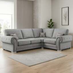 Rackhams Milan Chesterfield Fabric 4 Seater Corner Sofa - Full Back - Mink - Left Hand Facing - thumbnail 2