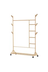 Rackhams Stylish Bamboo Clothes Rack with Bottom Shelf Versatile Shoe and Clothing Organizer - Natural - thumbnail 4