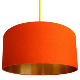 "Rackhams Tangerine Orange Cotton Lampshade With Gold Lining - 30cm Diameter x 20cm Height / (12"" x 8"")"