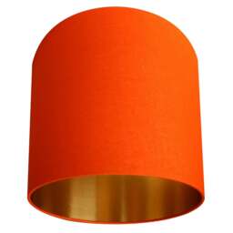 "Rackhams Tangerine Orange Cotton Lampshade With Gold Lining - 30cm Diameter x 20cm Height / (12"" x 8"")" - thumbnail 3