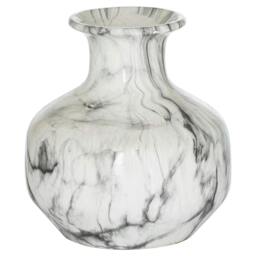 Rackhams Marble Squat Vase - White/Grey - 26cm x 24cm x 24cm - White/Grey - 100% Mixed