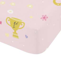 Rackhams Happy Horses Fitted Sheet Pink - Junior - Pink - thumbnail 3
