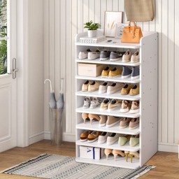 Rackhams 8-Tier Shoe Rack Shoe Cabinet for Entryway - White - One Size - thumbnail 3