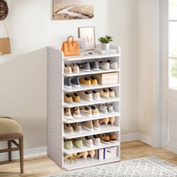 Rackhams 8-Tier Shoe Rack Shoe Cabinet for Entryway - White - One Size - thumbnail 6