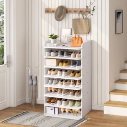 Rackhams 8-Tier Shoe Rack Shoe Cabinet for Entryway - White - One Size - thumbnail 4