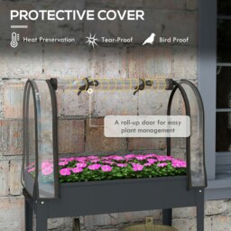 Rackhams Mobile Raised Garden Bed with Greenhouse Cover, Dark Grey - Dark Grey - Metal, Plastic - 80L x 40W x 120Hcm - thumbnail 4