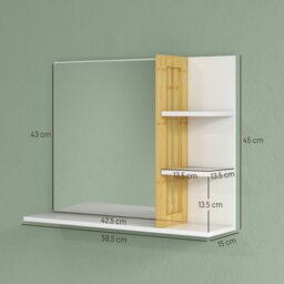 Rackhams Bathroom Mirror Wall Mount Vanity Mirror with 4 Storage Shelves, White - White - 45L x 15W x 58.5H cm - Modern - thumbnail 5