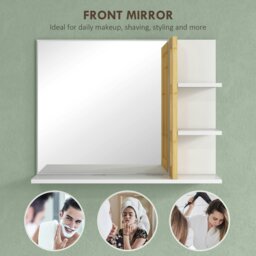 Rackhams Bathroom Mirror Wall Mount Vanity Mirror with 4 Storage Shelves, White - White - 45L x 15W x 58.5H cm - Modern - thumbnail 4
