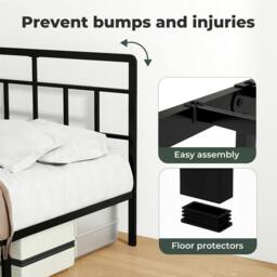 Rackhams Double Small Double Bed Frame Metal Platform with Headboard Heavy Duty - 4FT Small Double - thumbnail 4