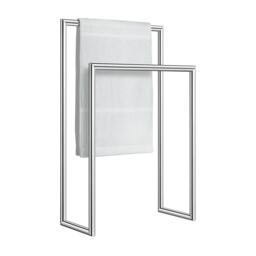 Rackhams Polished Stainless Steel Double Towel Rail (H)81cm x (W)40cm Freestanding Bathroom Twin Towel Holder - thumbnail 2