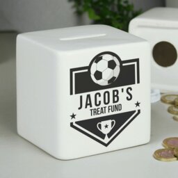 Rackhams Personalised Football Badge Ceramic Square Money Box - thumbnail 2