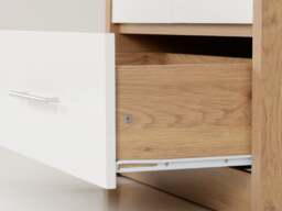 Rackhams Seville 2 Door 1 Drawer Double Wardrobe - White High Gloss and Light Oak - thumbnail 5