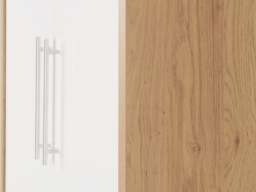 Rackhams Seville 2 Door 1 Drawer Double Wardrobe - White High Gloss and Light Oak - thumbnail 6