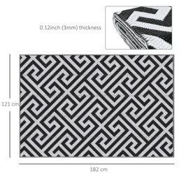 Rackhams 121x182cm Reversible Outdoor Rug Portable Plastic Straw RV Camping Mat - Black - 152cm x 243cm x 0.3cm - thumbnail 6