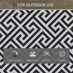 Rackhams 121x182cm Reversible Outdoor Rug Portable Plastic Straw RV Camping Mat - Black - 152cm x 243cm x 0.3cm - thumbnail 5