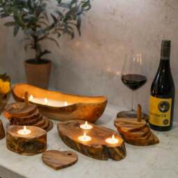 Rackhams Olive Wood - Set Of 2 Tea Light Candle Balls - 2 - Brown - Olive Wood - thumbnail 6