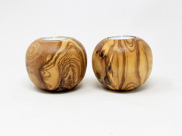 Rackhams Olive Wood - Set Of 2 Tea Light Candle Balls - 2 - Brown - Olive Wood