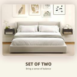 Rackhams Floating Nightstands Set of 2, Bedside Table w/ Drawer and Open Shelf - White - thumbnail 5