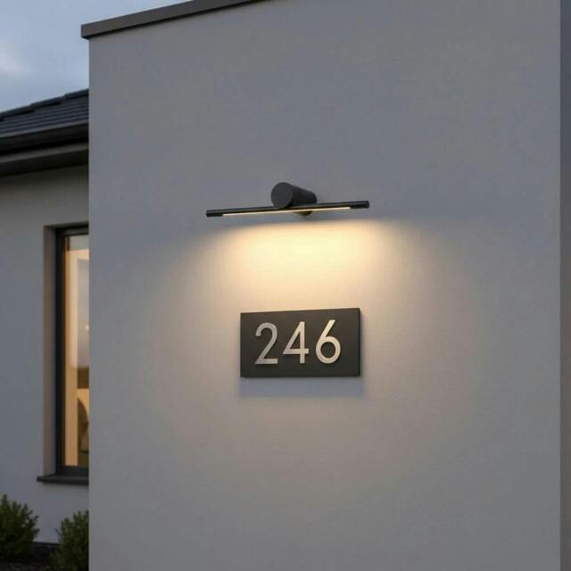 Rackhams 6 Watt Black Outdoor LED Sign Wall Light - image 1