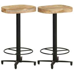 Rackhams Bar Stools 2 pcs 66 cm Solid Mango Wood - Brown - Solid mango wood with a natural finish, powder-coated iron