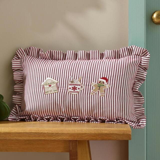 Rackhams Christmas Gingerbread Stripe Cushion Natural - 30 x 50 cm - Natural - image 1