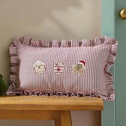 Rackhams Christmas Gingerbread Stripe Cushion Natural - 30 x 50 cm - Natural - thumbnail 1