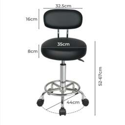 Rackhams Swivel Drafting Chair Round Rolling Bar Stool Leather Adjustable Office - thumbnail 3
