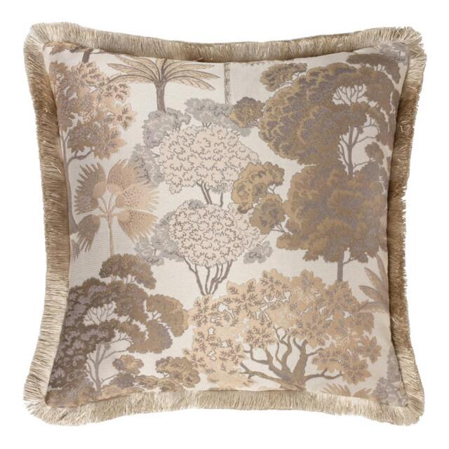 Rackhams Nature Woodlands Jacquard Floral Cushion Cover - Natural - 55cm x 55cm - Natural - 100% Polyester - image 1