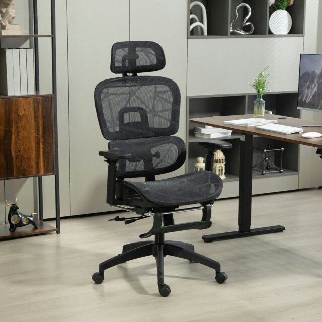 Rackhams Ergonomic Office Chair Swivel Computer Chair with 3D Armrest Grey - Black - image 1
