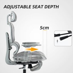 Rackhams Ergonomic Office Chair Swivel Computer Chair with 3D Armrest Grey - Black - thumbnail 5