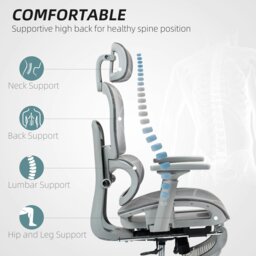 Rackhams Ergonomic Office Chair Swivel Computer Chair with 3D Armrest Grey - Black - thumbnail 4