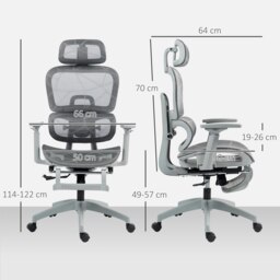 Rackhams Ergonomic Office Chair Swivel Computer Chair with 3D Armrest Grey - Black - thumbnail 6