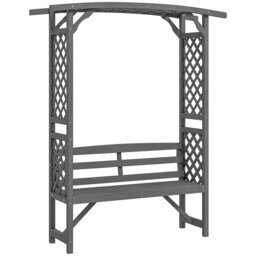 Rackhams Arch Garden Bench, Wooden Garden Arbour with Seat, Brown - Brown - Fir Wood - 160cmx50cmx198cm - thumbnail 6
