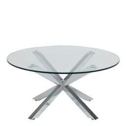 Rackhams Heaven Round Coffee Table with Glass Top and Chrome Legs - 1 - Silver - Silver - thumbnail 2
