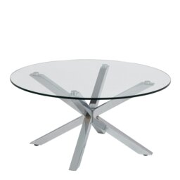 Rackhams Heaven Round Coffee Table with Glass Top and Chrome Legs - 1 - Silver - Silver - thumbnail 3