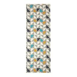 Rackhams Copenhagen Blue, Yellow and Grey 100% Cotton Geometric Style Scandi Printed Rug - 66 x 200 cm - thumbnail 2