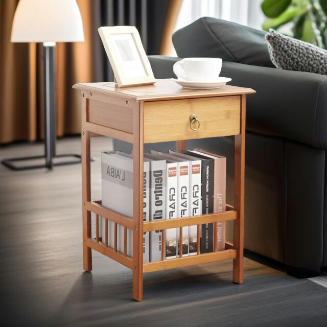 Rackhams 2 Tier Wooden Side Table With Drawer - image 1