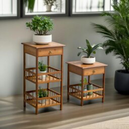 Rackhams 2 Tier Wooden Side Table With Drawer - thumbnail 5