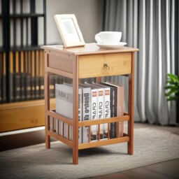 Rackhams 2 Tier Wooden Side Table With Drawer - thumbnail 6