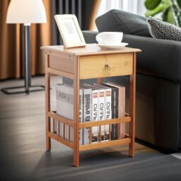 Rackhams 2 Tier Wooden Side Table With Drawer