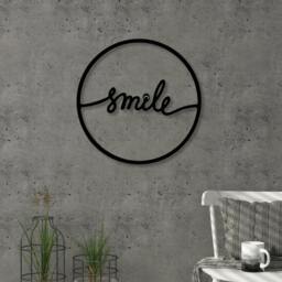 Rackhams Modern Metal Wall Art Smile Theme Home Ornament Decorative Minimalist Design Hanging Wall Sculpture, Black - Metal - Black - thumbnail 2