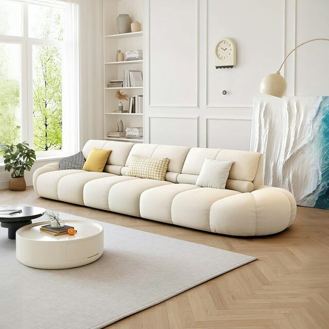 Rackhams Gia Round Three Seater Sofa - Others (Leathaire) - Two Seater 190cm