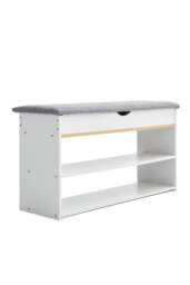 Rackhams 3-Tier Shoe Storage Bench with Padded Seat - Grey - One Size - thumbnail 4