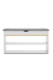 Rackhams 3-Tier Shoe Storage Bench with Padded Seat - Grey - One Size - thumbnail 3