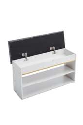 Rackhams 3-Tier Shoe Storage Bench with Padded Seat - Grey - One Size - thumbnail 5